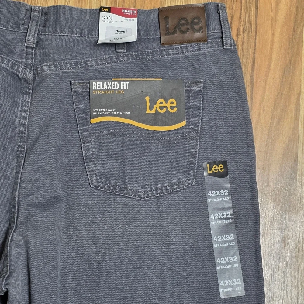 Lee Relaxed Fit Straight Leg Jeans Men's Size‎ 42×32 Thunder Grey New With Tags